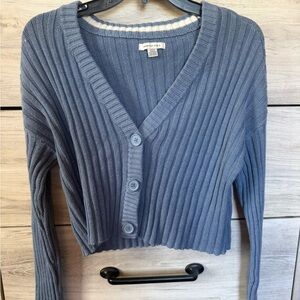 American Eagle Outfitters Gray Ribbed Cardigan